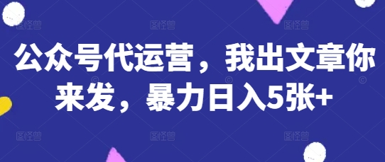 公众号代运营，我出文章你来发，暴力日入5张+【揭秘】-追梦聊项目