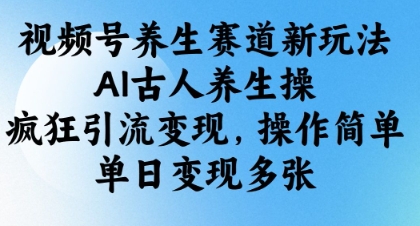 视频号养生赛道新玩法，AI古人养生操，疯狂引流变现，操作简单，单日变现多张-追梦聊项目