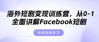 海外短剧变现训练营，从0-1全面讲解Facebook短剧-追梦聊项目