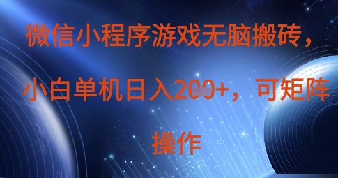 微信小程序游戏无脑搬砖，单设备日入2张+，可矩阵操作-追梦聊项目