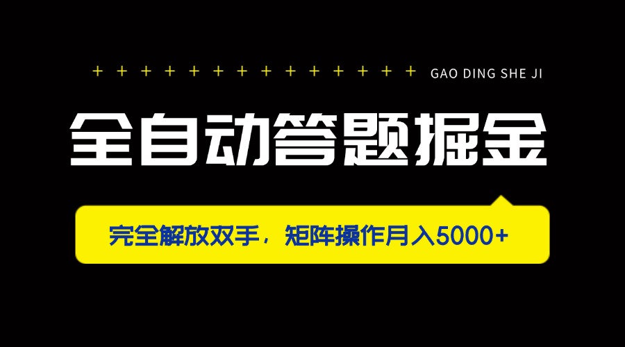 全自动答题掘金，完全解放双手，矩阵操作月入5000+-追梦聊项目