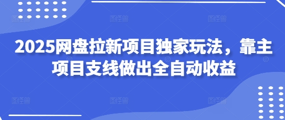 2025网盘拉新项目独家玩法，靠主项目支线做出全自动收益-追梦聊项目