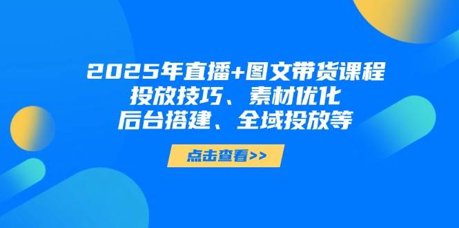 2025年短视频图文带货+直播带货：投放技巧、素材优化、后台搭建、全域投放等-追梦聊项目