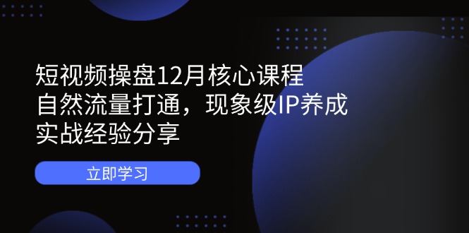 短视频操盘12月核心课程：自然流量打通，现象级IP养成，实战经验分享-追梦聊项目