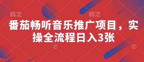 番茄畅听音乐推广项目，实操全流程日入3张-追梦聊项目
