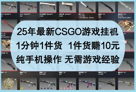 25年最新CSGO游戏挂G，1分钟1件货，1件货挣10元，纯手机操作，无需游戏经验【揭秘】-追梦聊项目