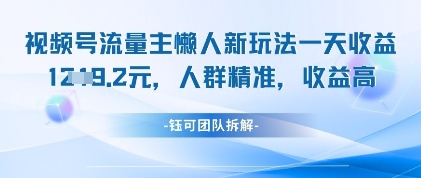 视频号流量主懒人新玩法，一天收益1k，人群精准收益高-追梦聊项目