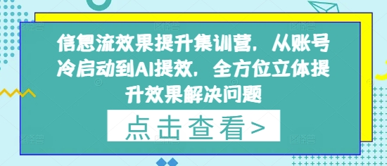 信息流效果提升集训营，从账号冷启动到AI提效，全方位立体提升效果解决问题-追梦聊项目