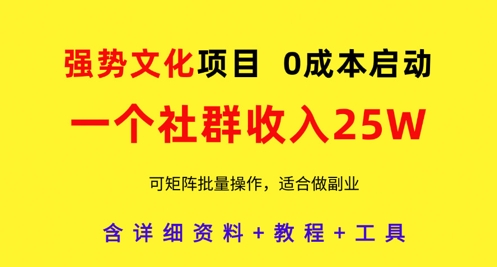 强势文化项目，一个社群收入25个W，0成本启动，可矩阵批量操作，原创详细实操教程-追梦聊项目