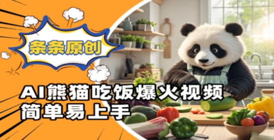 Ai熊猫吃饭爆火视频，条条原创，简单易上手-追梦聊项目