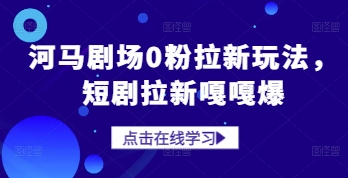 河马剧场0粉拉新玩法，短剧拉新嘎嘎爆-追梦聊项目