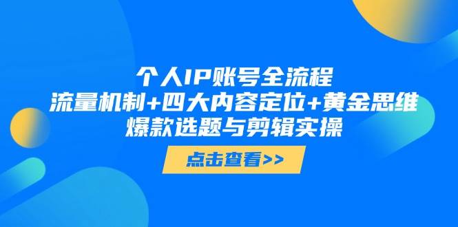 个人IP账号全流程：流量机制+四大内容定位+黄金思维, 爆款选题与剪辑实操-追梦聊项目