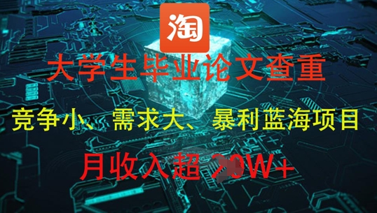 大学生毕业论文查重，暴利蓝海项目，月收入过1W+-追梦聊项目