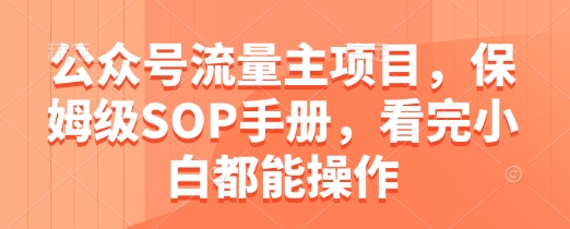 公众号流量主项目，保姆级SOP手册，看完小白都能操作-追梦聊项目