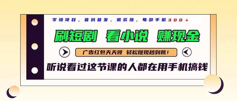 最新短剧平台，刷短剧，看小说，赚现金，一部手机日入300+-追梦聊项目