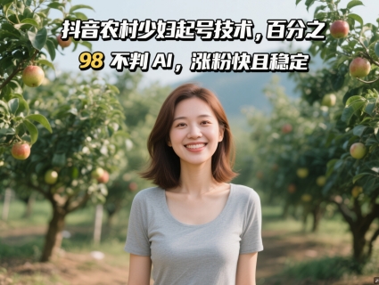 抖音农村少妇起号技术，百分之98不判AI，涨粉快且稳定-追梦聊项目