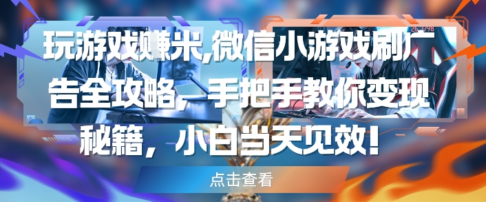玩游戏挣米，微信小游戏刷广告全攻略，手把手教你变现秘籍，小白当天见效-追梦聊项目