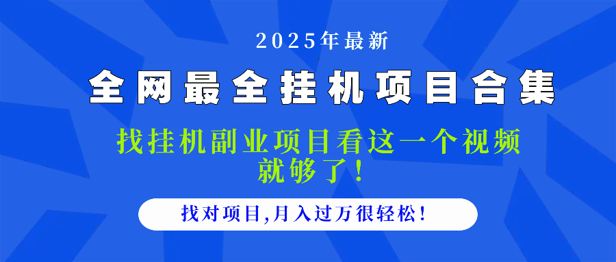 2025最全挂机项目合集 找项目看这一个视频就够了，做对项目月入过万很…-追梦聊项目