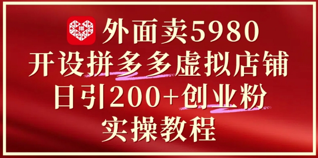 外面卖5980开设拼多多虚拟店铺：单日引流200+创业付费粉实战教程-追梦聊项目