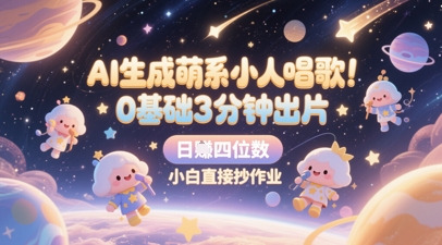 AI生成萌系小人唱歌，0基础3分钟出片，28个作品涨粉8.9W，单条最高19W赞，日入四位数，小白直接抄作业-追梦聊项目
