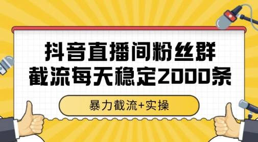抖音直播间粉丝群暴力截流，一台电脑每天稳定2000条数据，暴力截流+实操 【揭秘】-追梦聊项目