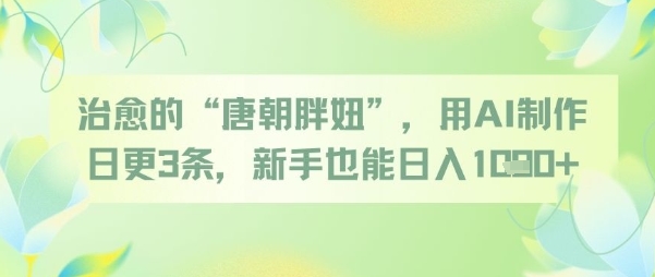 治愈的“唐朝胖妞”，用AI制作日更3条，新手也能日入多张-追梦聊项目