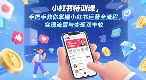 小红书特训课，手把手教你掌握小红书运营全流程，实现流量与变现双丰收-追梦聊项目