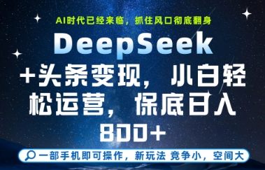 DeepSeek+头条变现，保姆级教学，小白轻松上手，日入8张+【揭秘】-追梦聊项目