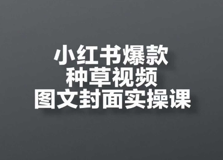 小红书爆款种草视频图文封面实操课，​开店、选品、引流、变现全流程-追梦聊项目