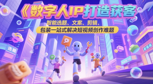 数字人IP打造获客变现实操课，智能选题、文案、剪辑、包装一站式解决短视频创作难题-追梦聊项目