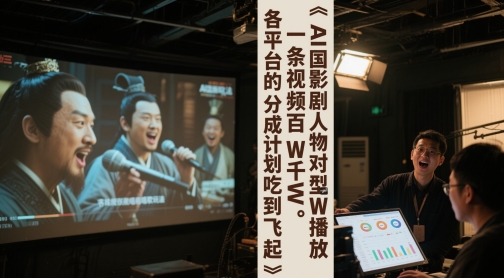AI三国影视剧人物对口型唱歌玩法，一条视频百W千W播放，各平台的分成计划吃到飞起-追梦聊项目