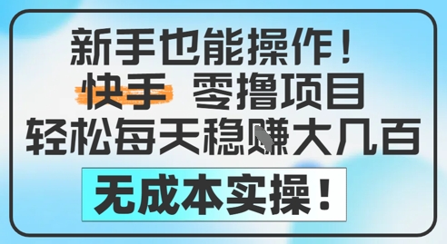 新手也能操作，快手零撸挣米，轻松每天挣2-5张，完全无成本-追梦聊项目
