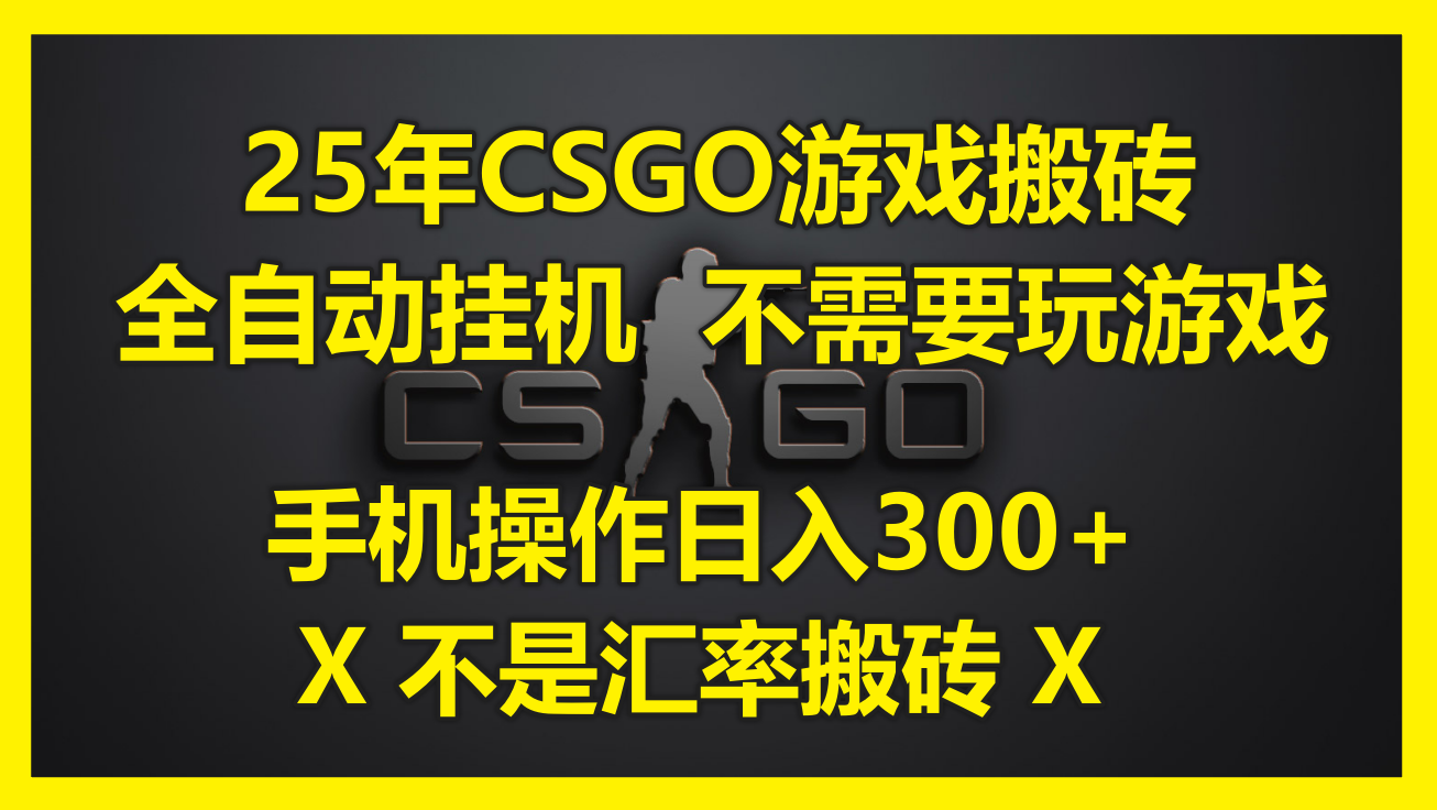 25年CSGO游戏搬砖，全自动挂机，不需要玩游戏，手机操作日入300+。(不…-追梦聊项目
