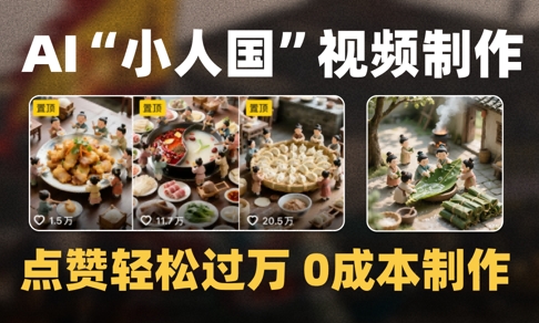 爆款1000W+播放微缩景观迷你小人国AI视频0成本制作全流程教学-追梦聊项目