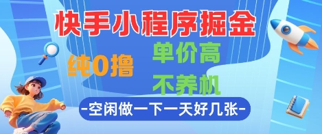 快手小程序掘金，纯0撸，单价高不养机 利用空闲时间做一做，一天好几张【揭秘】-追梦聊项目