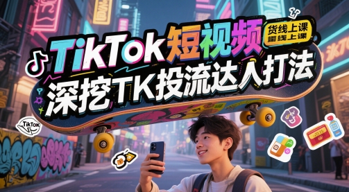 TikTok短视频带货线上课，深挖TK投流达人打法-追梦聊项目
