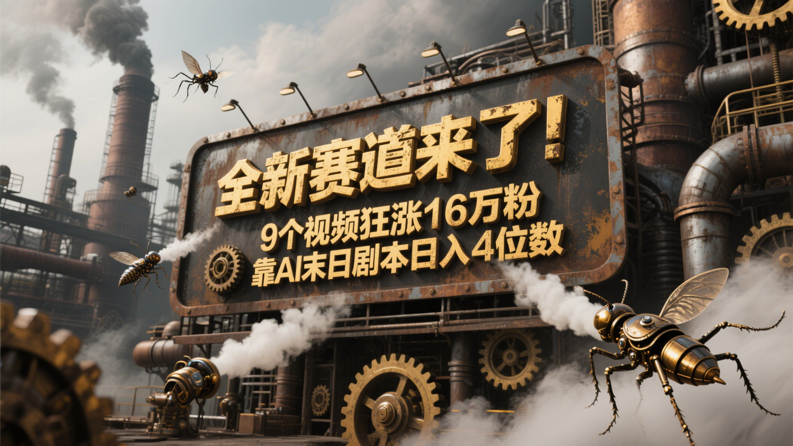 全新赛道来了！9个视频狂涨16万粉，靠AI末日剧本日入4位数，评论区爆肝追更！-追梦聊项目