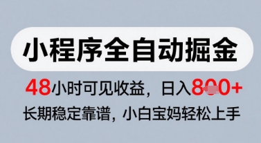 微信小程序全自动掘金，快速见收益，长期稳定靠谱，零基础友好，日入8张【揭秘】-追梦聊项目