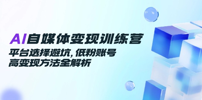 AI自媒体变现训练营，平台选择避坑，低粉账号高变现方法全解析-追梦聊项目
