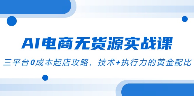 AI电商无货源实战课，三平台0成本起店攻略，技术+执行力的黄金配比-追梦聊项目