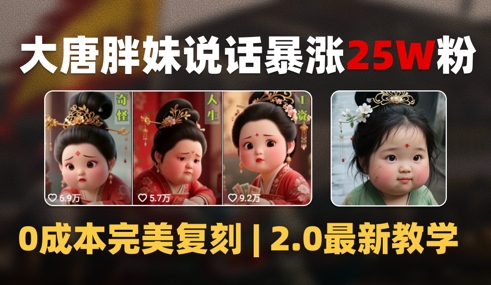 AI大唐胖贵妃说话2.0，40条视频暴涨40w粉，附独家变现攻略-追梦聊项目