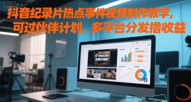 抖音纪录片热点事件视频制作教学，可过伙伴计划，多平台分发撸收益-追梦聊项目