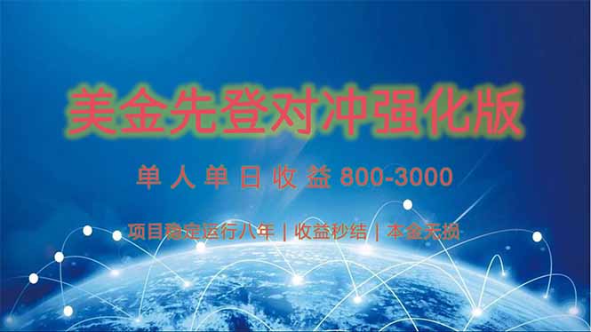 美金先登计划对冲强化版，2025年黑马中最暴力收益日收益1k-4k(可放大…-追梦聊项目