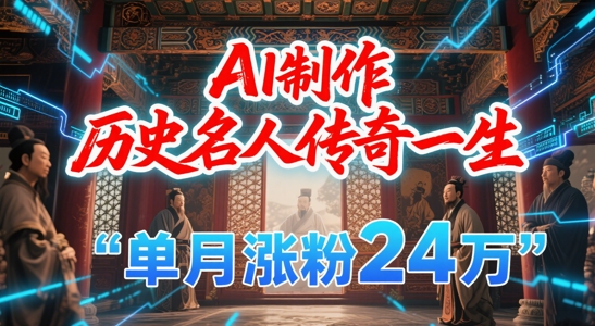 暴力起号！用AI制作历史名人传奇一生，单月涨粉24W，涨粉+变现赛道黑马来了-追梦聊项目