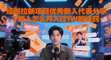 短剧拉新项目优秀新人代表分享新人怎么月入过1W的诀窍-追梦聊项目