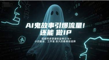 AI鬼故事引爆流量，还能做IP，视频号多渠道收益单日1k+，小白副业、工作室放大的最佳选择-追梦聊项目