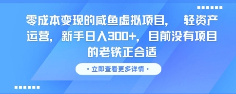 零成本变现的咸鱼虚拟项目， 轻资产运营，新手日入3张+，目前没有项目的老铁正合适-追梦聊项目