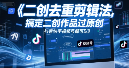 短视频二创去重剪辑法，搞定二创作品过原创，抖音快手视频号都可以-追梦聊项目