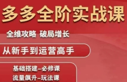 拼多多全阶实战课程，全维攻略，破局增长，从新手到运营高手-追梦聊项目