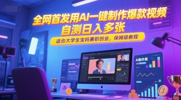 全网首发用AI一键制作爆款视频，自测日入多张，适合大学生宝妈兼职创业，保姆级教程-追梦聊项目